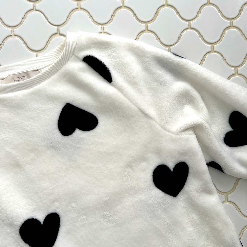 LOFT black and white heart sweater. Very soft!